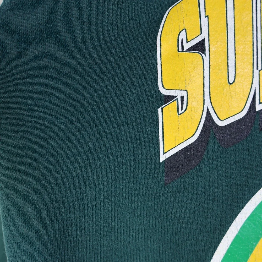 Vintage 90s Seattle SuperSonics Nutmeg Sweatshirt Size L NBA Basketball Green - Picture 6 of 11